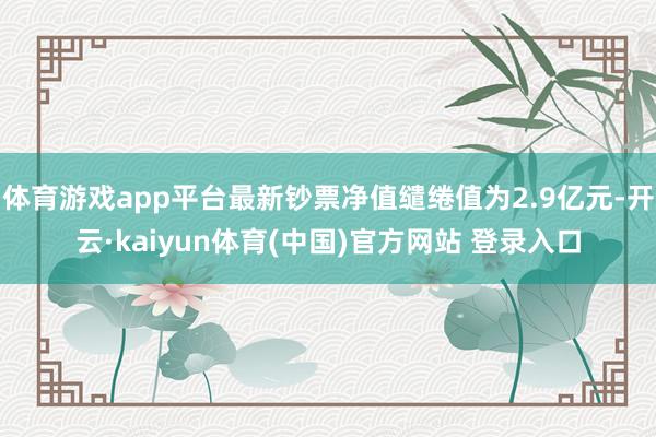 体育游戏app平台最新钞票净值缱绻值为2.9亿元-开云·kaiyun体育(中国)官方网站 登录入口